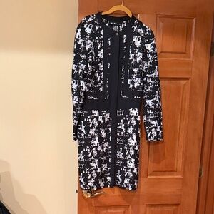 DKNY Black and White Long Sleeve Dress